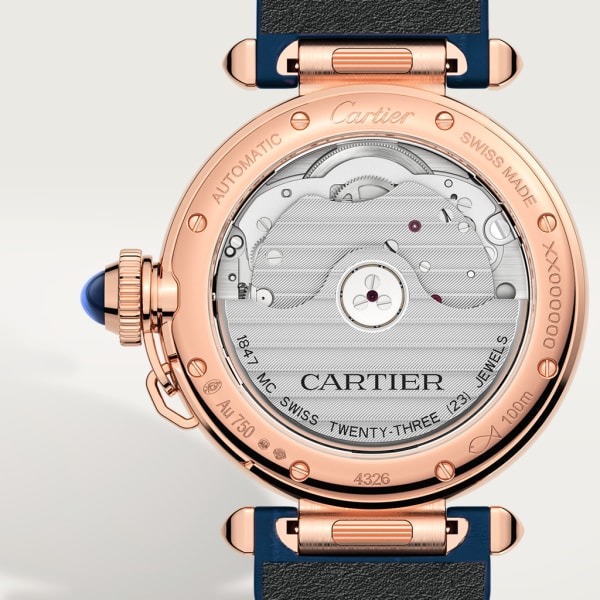 Pasha de Cartier腕表 35毫米表款，自动上链机械机芯，18K玫瑰金，镶嵌钻石，两条可替换式皮表带
