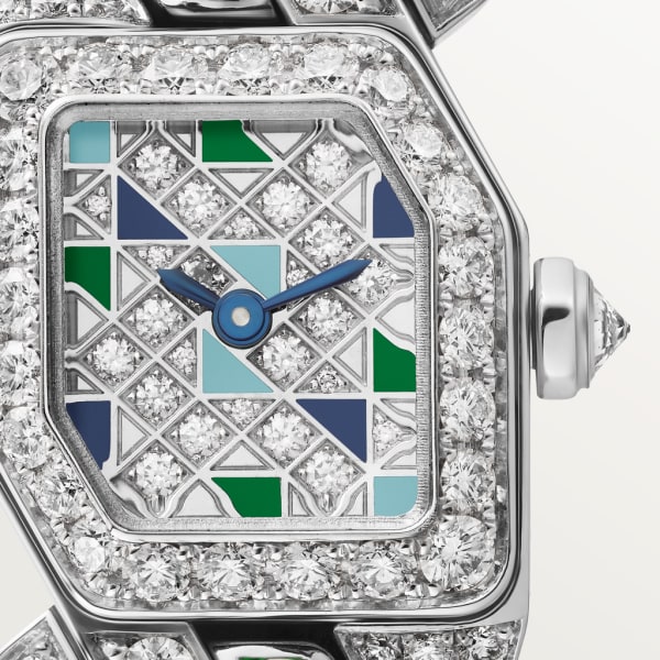 Maillon de Cartier watch Small model, quartz movement, white gold, diamonds, tsavorite garnets, lacquer