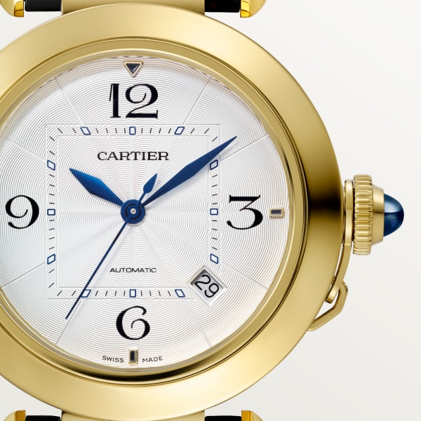 Pasha de Cartier腕表 41毫米表款，自动上链机械机芯，18K黄金，两条可替换式皮表带
