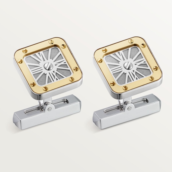 Santos de Cartier cufflinks Palladium-finish sterling silver, solid yellow gold