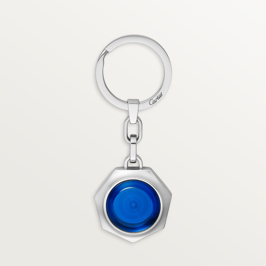 Santos de Cartier keyringSteel, blue resin