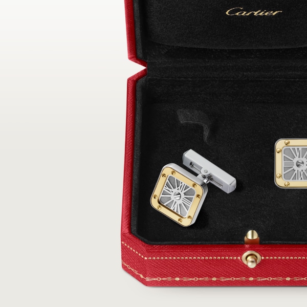 Santos de Cartier cufflinks Palladium-finish sterling silver, solid yellow gold