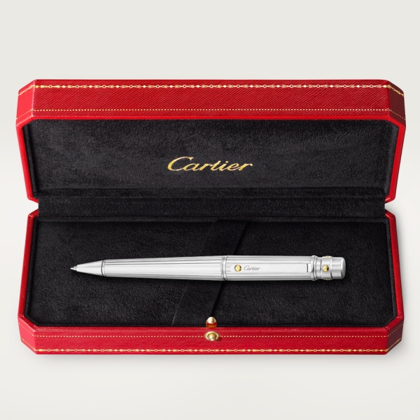 Santos de Cartier ballpoint pen Large model, engraved metal, palladium and gold finishes