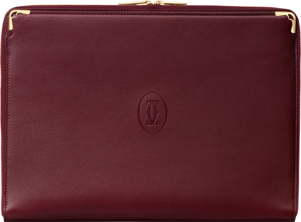 Portfolio,  Must de CartierBurgundy calfskin, golden finish