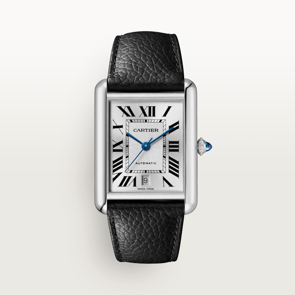 Tank Must de Cartier watchExtra-large model, automatic movement, steel, leather