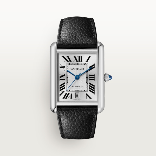Tank Must de Cartier watch Extra-large model, automatic movement, steel, leather