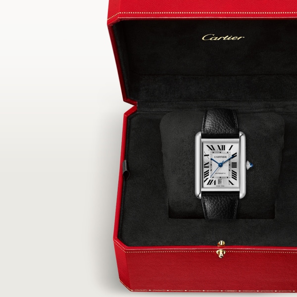Tank Must de Cartier watch Extra-large model, automatic movement, steel, leather