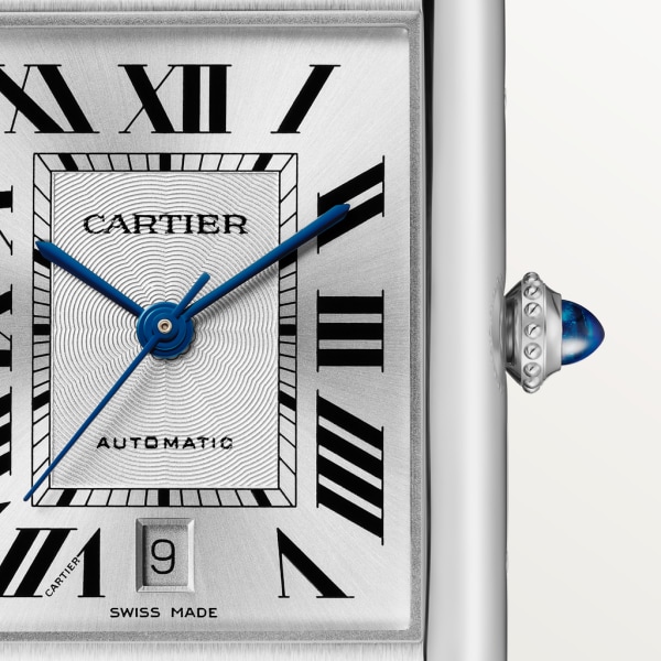 Tank Must de Cartier watch Extra-large model, automatic movement, steel, leather