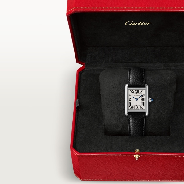 Tank Must de Cartier-horloge Small model, quartz movement, steel, leather