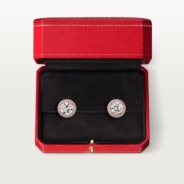 Cartier Destinée stud earrings, 2 brilliant-cut diamonds, paved Rose gold, diamond