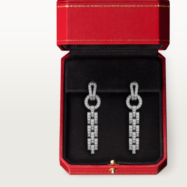 Agrafe earrings White gold, diamonds