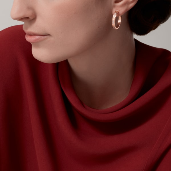 Love earrings Rose gold, diamond