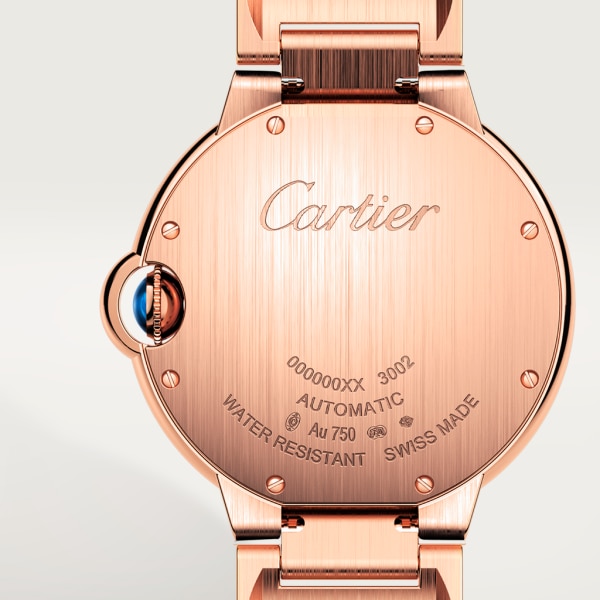 Ballon Bleu de Cartier watch 36 mm, mechanical movement with automatic winding, rose gold, diamonds