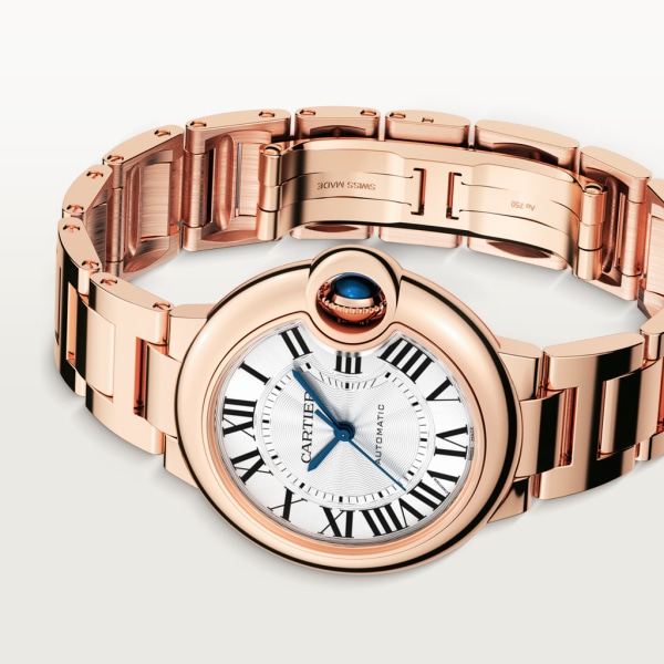 Ballon Bleu de Cartier watch 33 mm, mechanical movement with automatic winding, rose gold