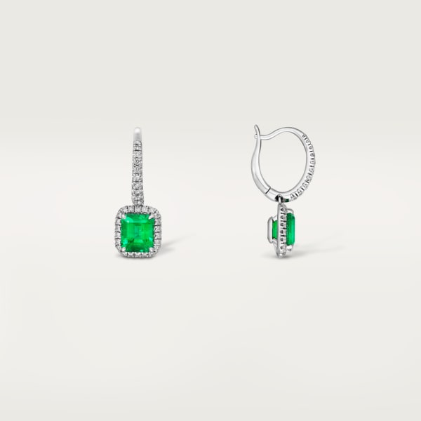 Cartier Destinée earrings with coloured stone White gold, emerald, diamonds