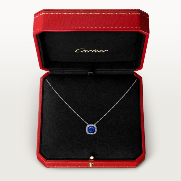 Cartier Destinée necklace with coloured stone White gold, sapphire, diamonds.