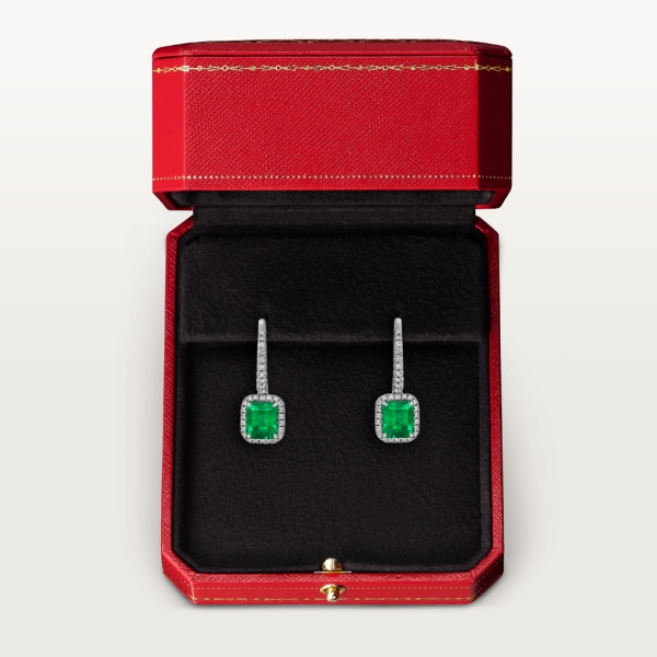 Cartier Destinée earrings with coloured stone White gold, emerald, diamonds