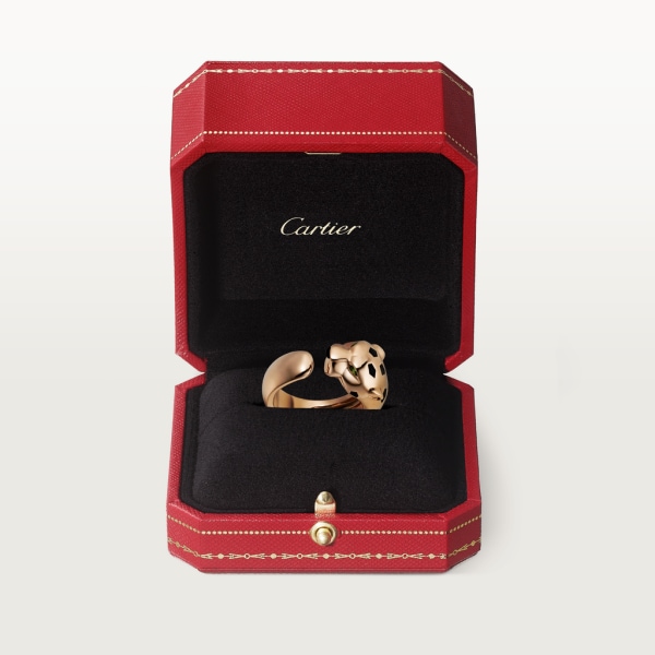 Panthère de Cartier戒指 玫瑰金，沙弗莱石榴石，缟玛瑙