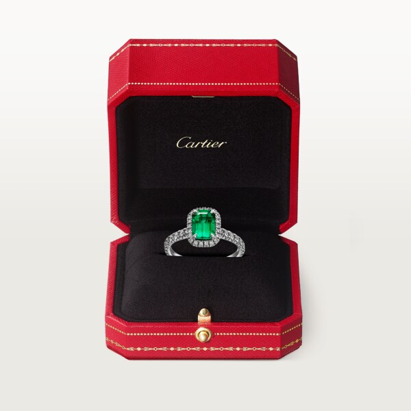 Cartier Destinée Solitaire with coloured stone Platinum, emerald, diamonds