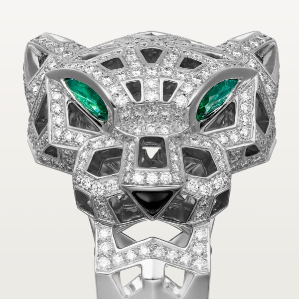 Panthère de Cartier戒指 白金，缟玛瑙，祖母绿，钻石