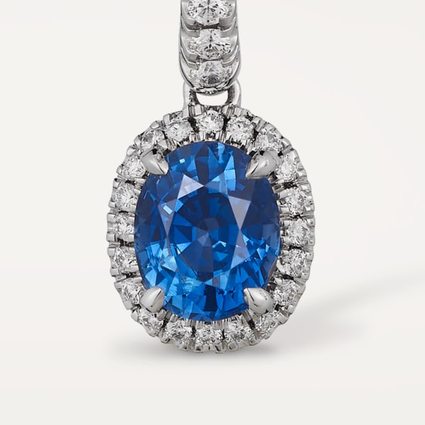 Cartier Destinée earrings with coloured stone White gold, sapphire, diamonds.