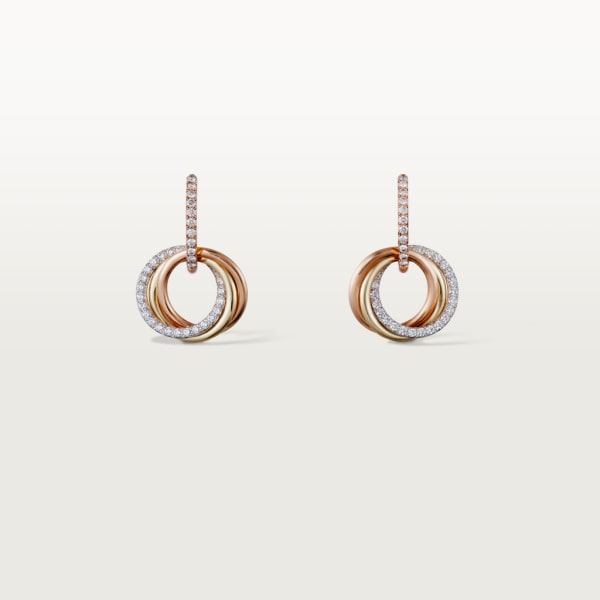 Trinity earrings White gold, yellow gold, rose gold, diamonds