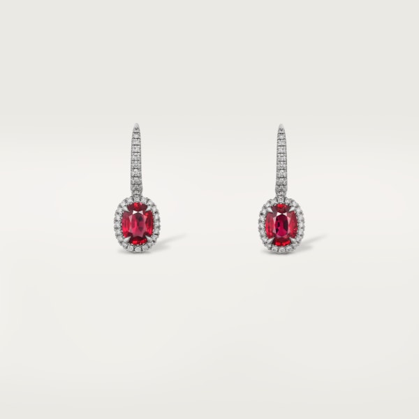 Cartier Destinée耳环，镶嵌彩色宝石 白金，红宝石，钻石