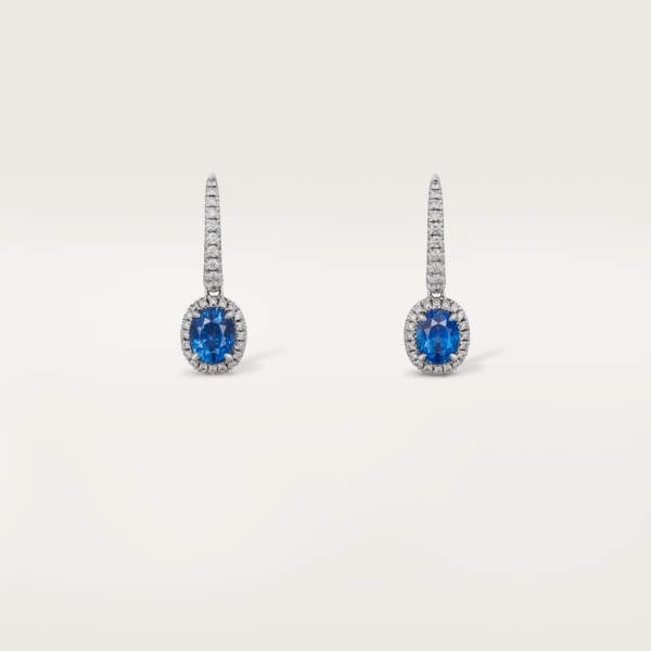 Cartier Destinée耳环，镶嵌彩色宝石 白金，蓝宝石，钻石。