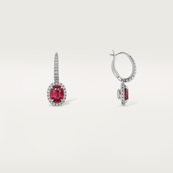 Cartier Destinée耳环，镶嵌彩色宝石 白金，红宝石，钻石