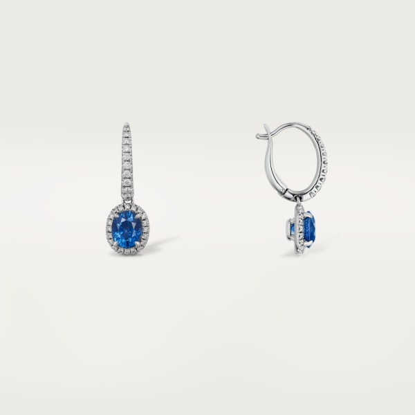 Cartier Destinée耳环，镶嵌彩色宝石 白金，蓝宝石，钻石。