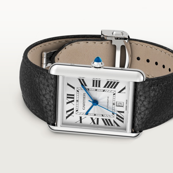 Tank Must de Cartier watch Extra-large model, automatic movement, steel, leather