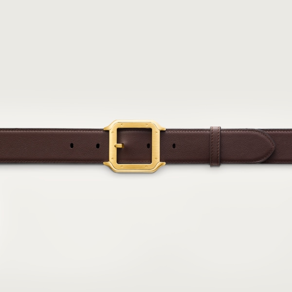 CRL5000608 - Santos de Cartier belt - Black cowhide, gold-finish buckle ...