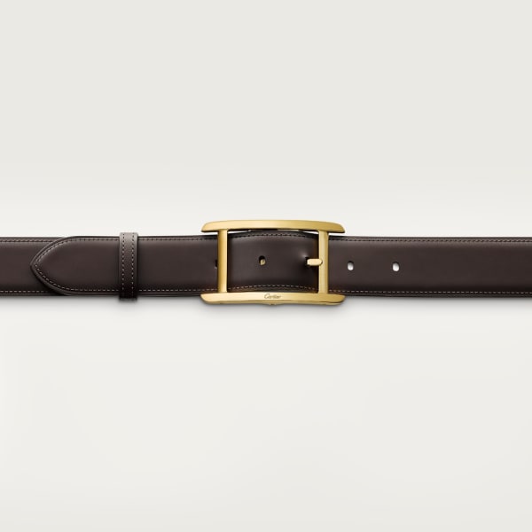 Belt, Tank Black and brown smooth cowhide, gold-finish buckle