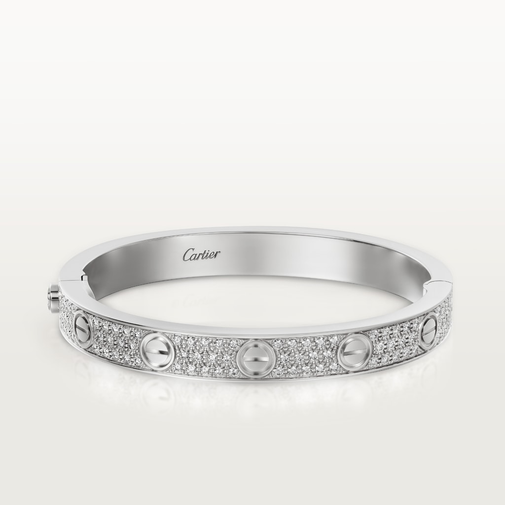 Love bracelet, classic model, pavedWhite gold, diamonds