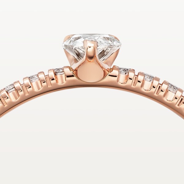Etincelle de Cartier ring, pear-cut diamond, paved Rose gold, diamonds