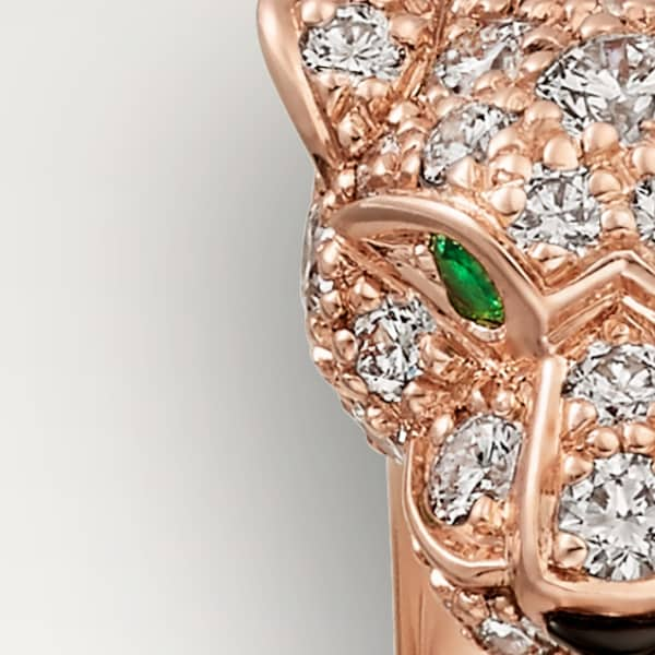 Panthère de Cartier ring Rose gold, onyx, emeralds, diamonds