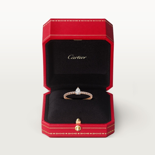 Etincelle de Cartier ring, pear-cut diamond, paved Rose gold, diamonds