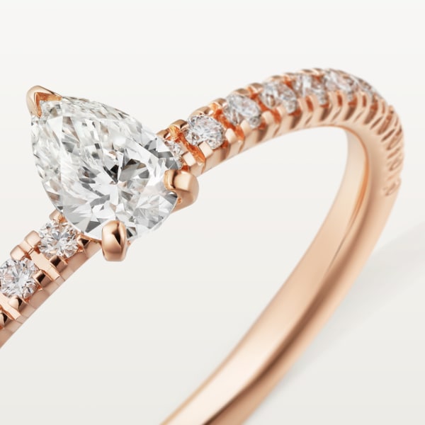 Etincelle de Cartier ring, pear-cut diamond, paved Rose gold, diamonds