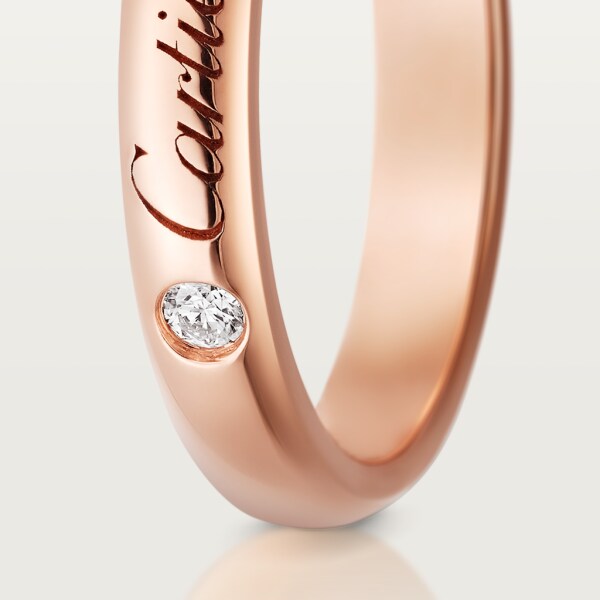 C de Cartier wedding ring, width 3 mm, 1 diamond Rose gold, diamond