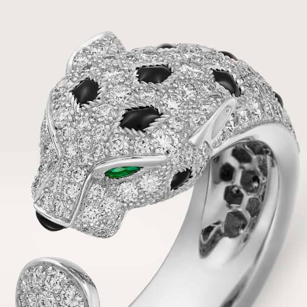 Panthère de Cartier戒指 白金，祖母绿，缟玛瑙，钻石