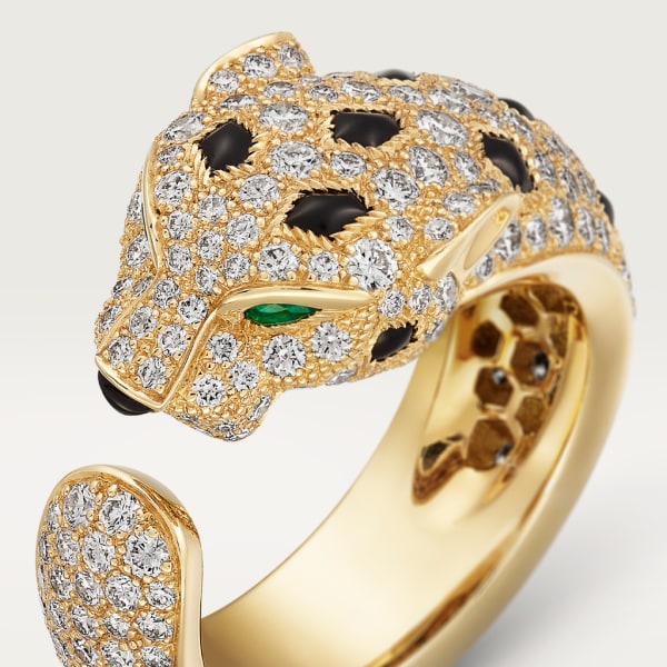 Panthère de Cartier ring Yellow gold, emeralds, onyx, diamonds