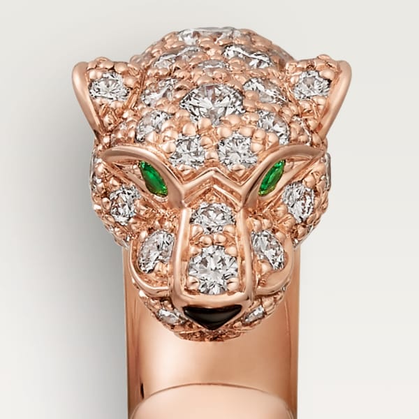 Panthère de Cartier ring Rose gold, onyx, emeralds, diamonds