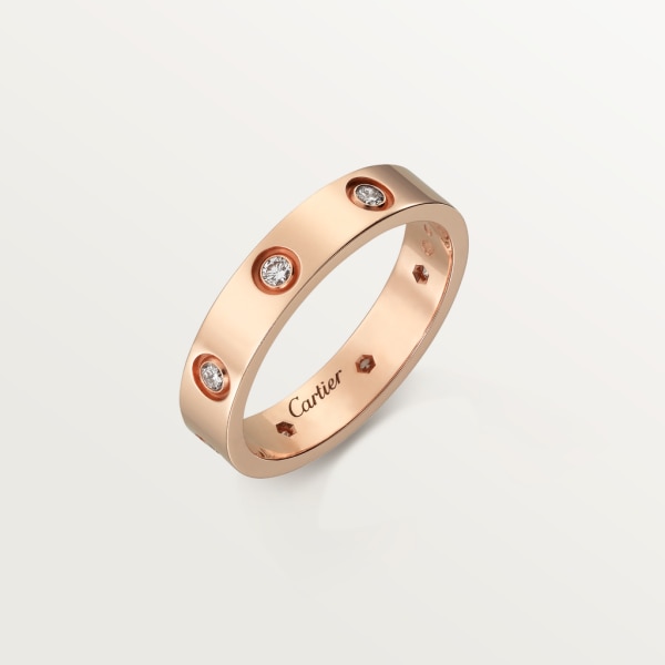 Love ring, small model, 8 diamonds Rose gold, diamonds