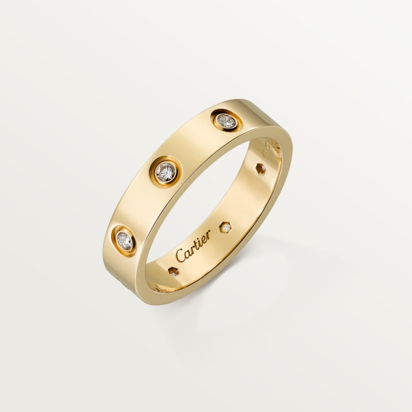 Love ring, small model, 8 diamonds Yellow gold, diamonds