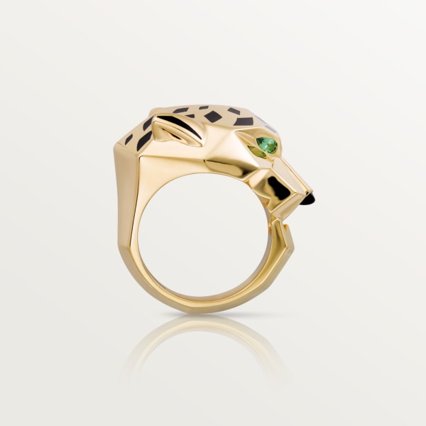Panthère de Cartier戒指 黄金，亮漆，沙弗莱石榴石，缟玛瑙