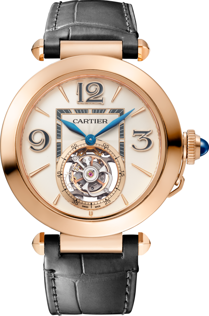 Pasha de Cartier腕表41毫米表款，手动上链机械机芯，18K玫瑰金，两条可替换式皮表带