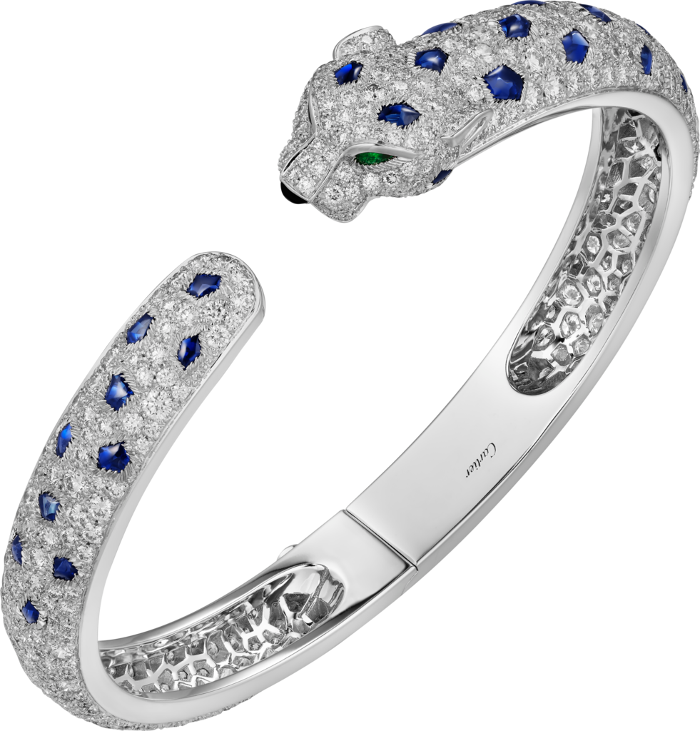 Panthère de Cartier手镯白金，缟玛瑙，祖母绿，蓝宝石，钻石
