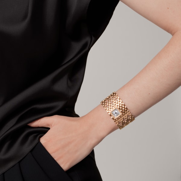 Panthère de Cartier腕表 手镯腕表，石英机芯，18K玫瑰金，钻石