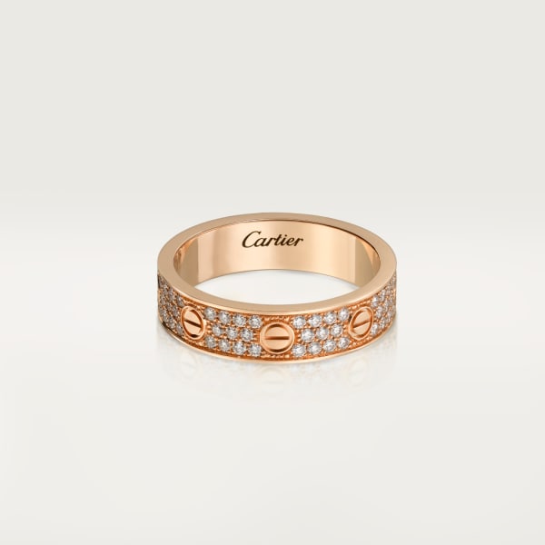 Love wedding band, diamond-paved Rose gold, diamonds