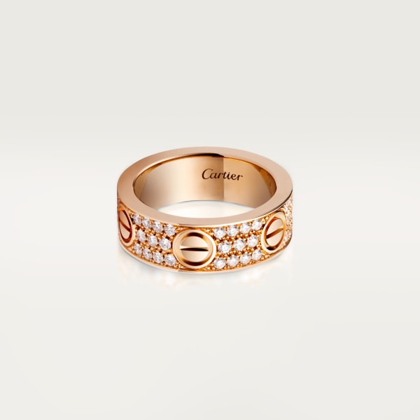 Love ring, diamond-paved Rose gold, diamonds